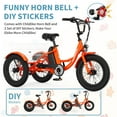 thumbnail image 3 of MOONCOOL Electric Tricycle for Kids ,16"x3" 3 Wheel 250W 10.4Ah Etrike W/ LED headlight & Rear Basket & horn bell & DIY stickers，6/9/12.5 MPH,UL2849, 3 of 12