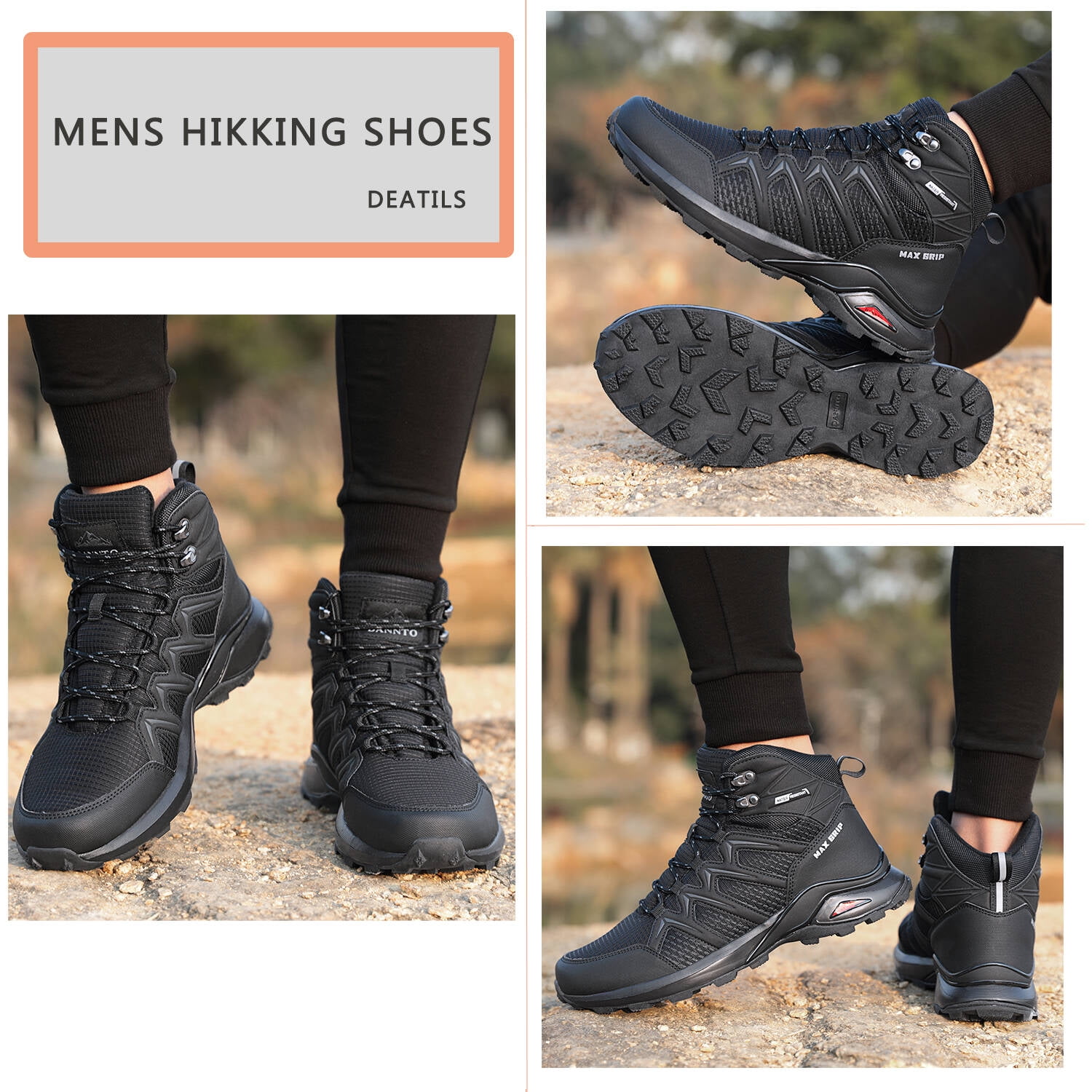 Dannto Mens Mid Ankle Hiking Boots Water Resistant Outdoor Snow Shoes Lightweight Walking Trekking Tactical Hunting Sneakers Walmart