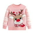 thumbnail image 1 of WUANDIXFA Chandail Tricoté pour Bébé Fille, Chandail de Noël Confortable et Chaud pour Enfants, Chandail Mignon à Imprimé de Dessins Animés et Chandail de Base en Tricot Rouge, 6-7 Ans, 1 of 5