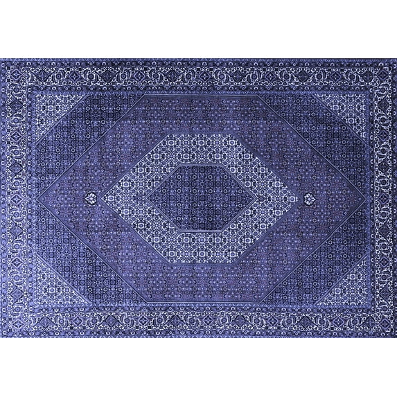 Ahgly Company Indoor Rectangle Medallion Blue Traditional Area Rugs, 4' x 6'