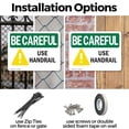 thumbnail image 3 of (2 Pack) Use Handrail OSHA Be Careful Sign 18 Inch X 12 Inch Plastic Sign, Weather Resistant, UV Protected for Workplace, Business, and Construction Site, Made in the USA, 3 of 8