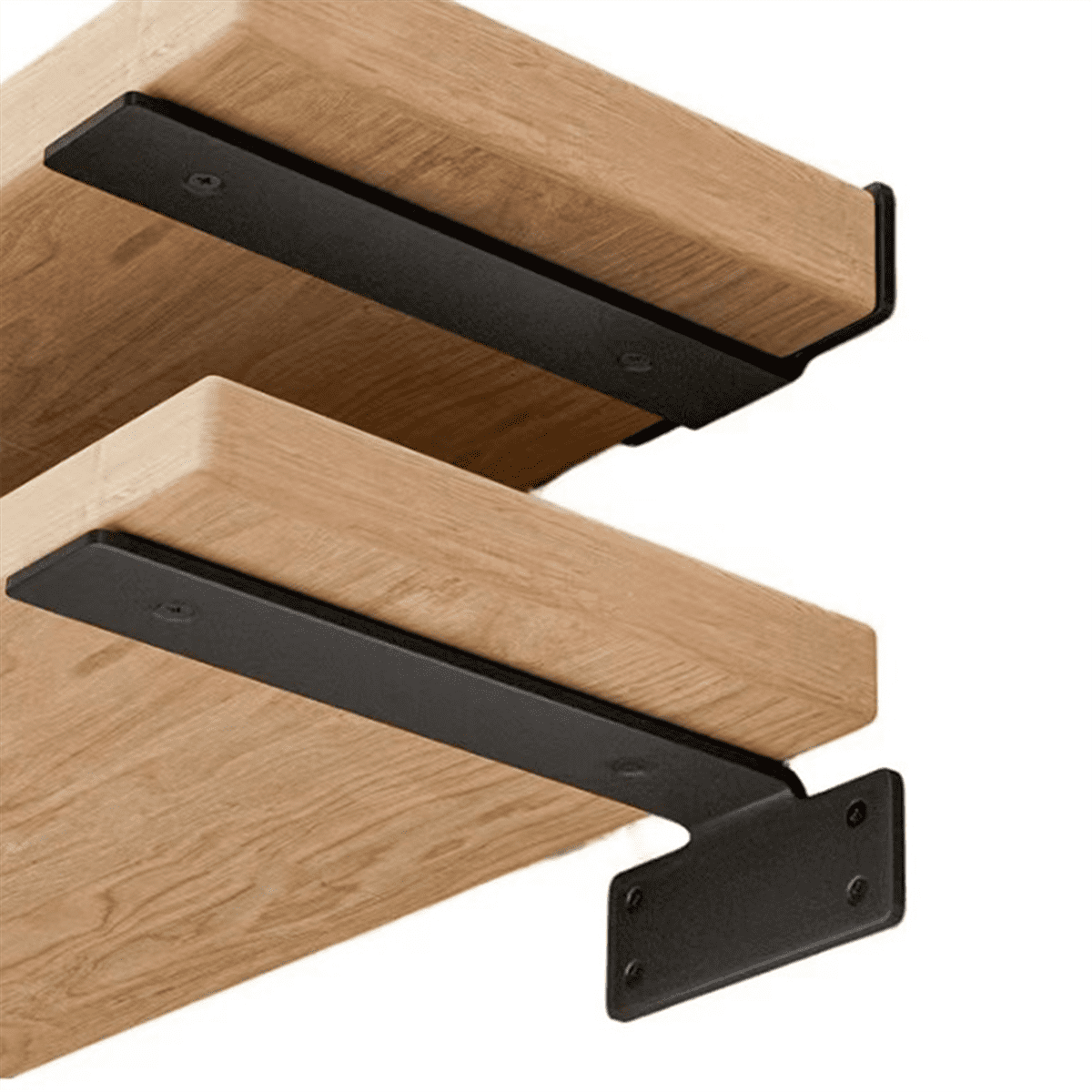 6PCS 12Inch Floating Shelf Brackets Heavy Duty Shelves Brackets, 1/5 Inch Thicked L Brackets for Shelves Support Black