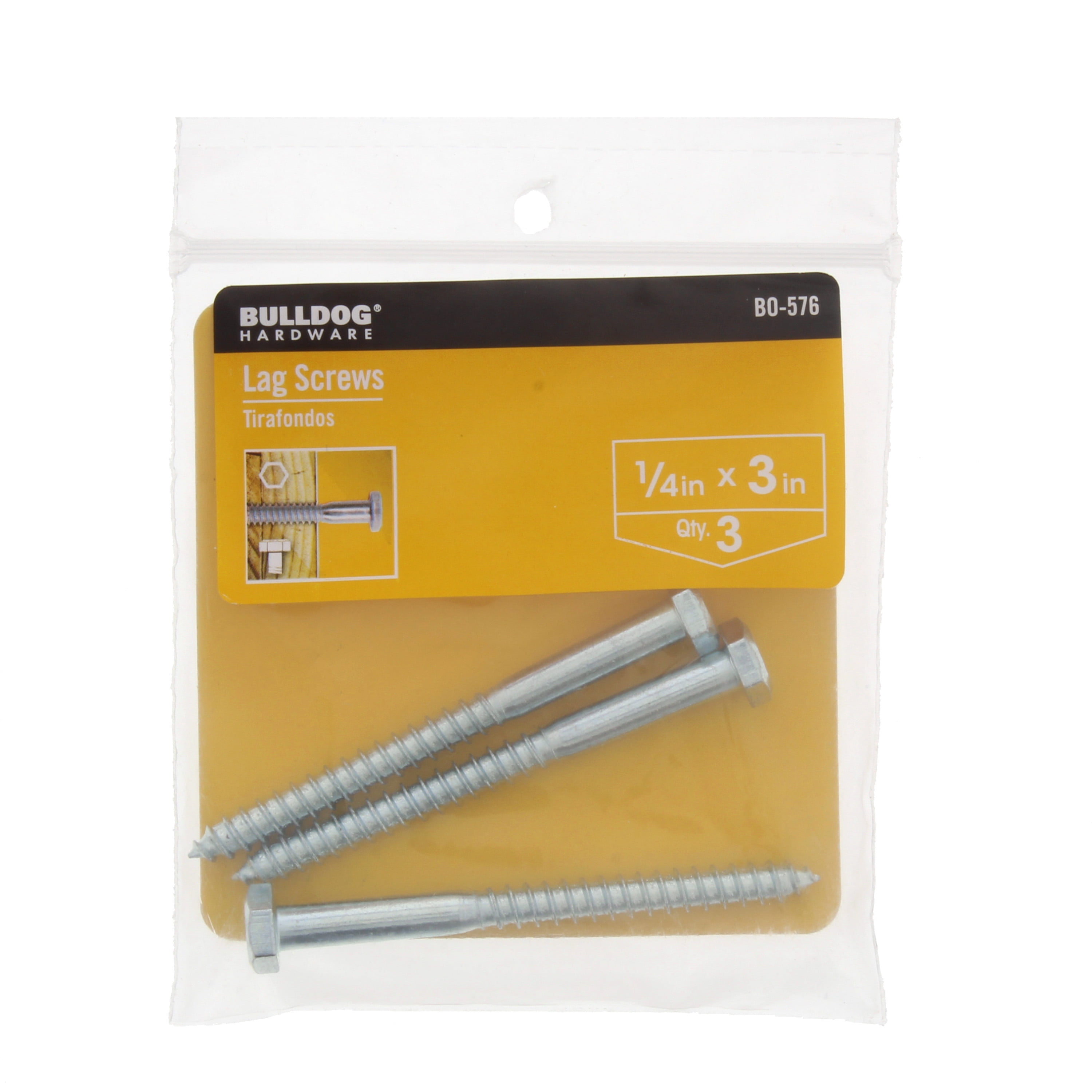 Bulldog Hardware 1/4 in. x 3 in. Lag Screw, Zinc Plated (3 Pack)