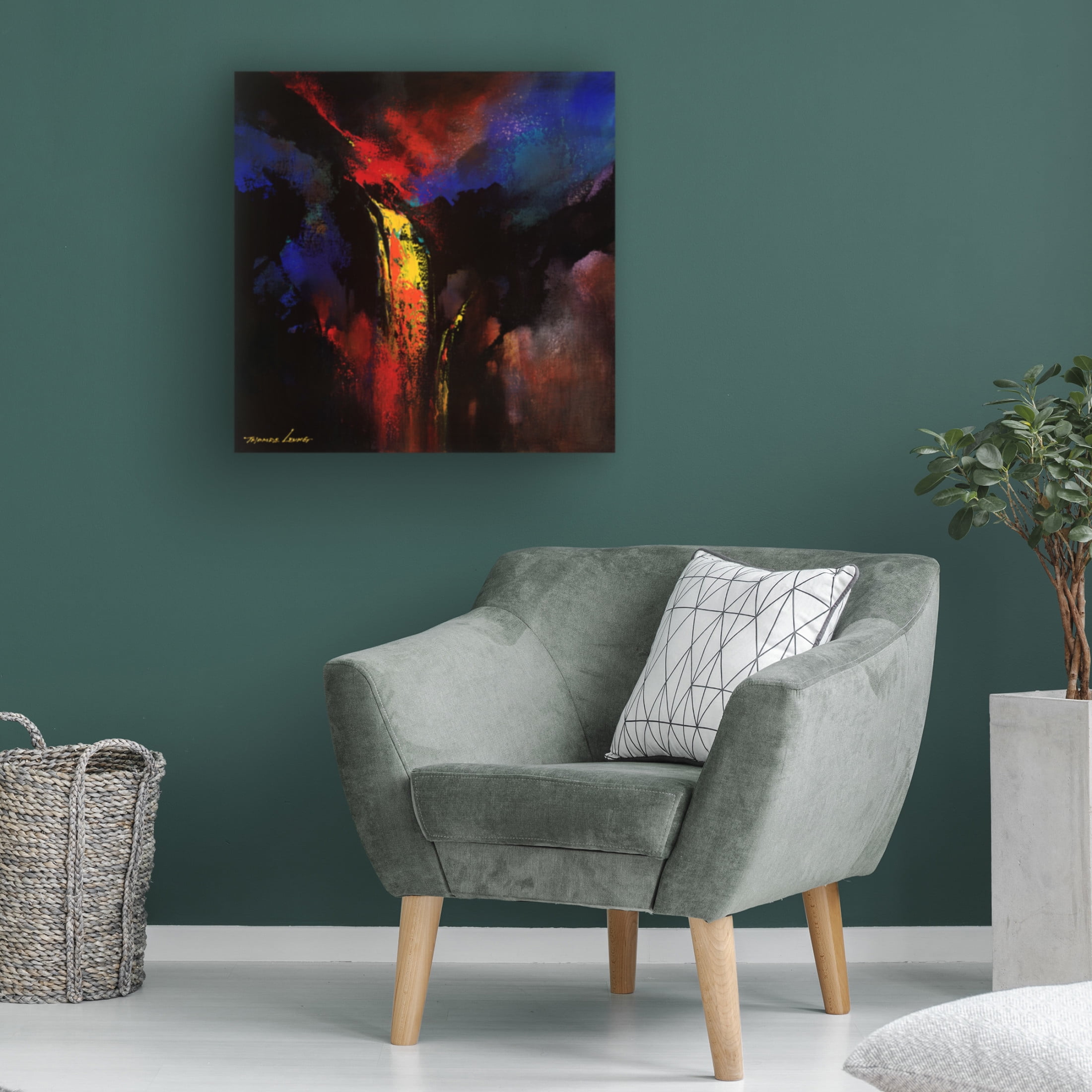 Canvas Wall Art - Thomas Leung 'Volcano Spews Lava' Wall Art for Living Room, Bedroom, or Office Décor by Trademark Fine Art - 24 x 24 Inches