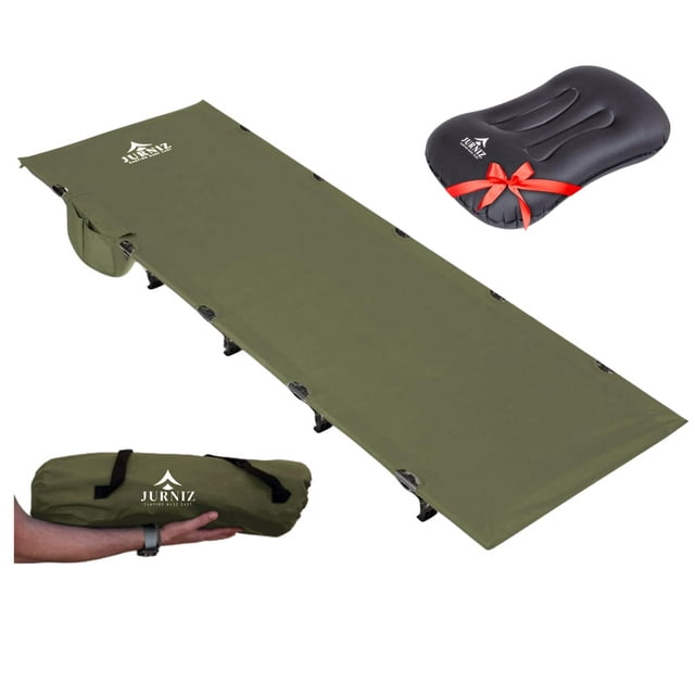 JURNIZ Lit de Camping Ultraléger pour Adultes et Enfants; Supporte jusqu'à 330lbs; Lit de Camping Portable Ultraléger 4,85lbs pour Randonnée, Camping et Sac à Dos avec Sac de Transport (Vert)