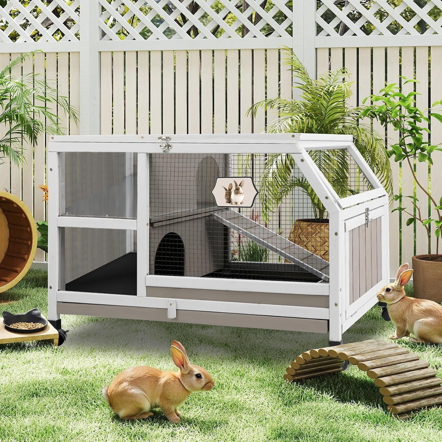 LEHOME Rabbit Hutch Indoor - Weatherproof, Multi-Level, Easy Assembly, Lockable, and Comfortable