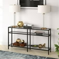 thumbnail image 7 of Pemberly Row 55" 3-Shelf Metal Black and Bronze Console Table with Glass Shelves, 7 of 7