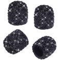 thumbnail image 1 of Valve Stem Caps, 4 Pack Handmade Crystal Rhinestone Universal Car Tire Valve Caps Chrome,Attractive Dustproof Bling Car Accessories(Black), 1 of 7