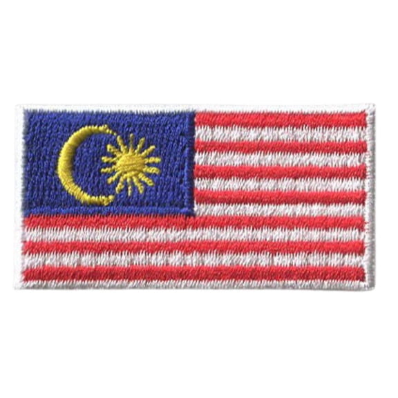 Malaysia Country MiniFlag 1.875”W x 1”H Patch (Not an Iron-on Patch)
