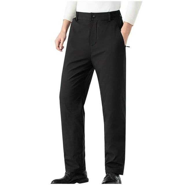 Cameland Plus Size Mens Business Casual Pants Elastic Waist Pockets Solid Color Trousers Dress Pants