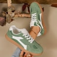 thumbnail image 5 of Tennis Shoes Womens Color Block Suede Fashion Trainers Athletic Shoes Lace up Antislip Flat Sneakers Lightweight Skate Shoes Green Size 9.5, 5 of 8