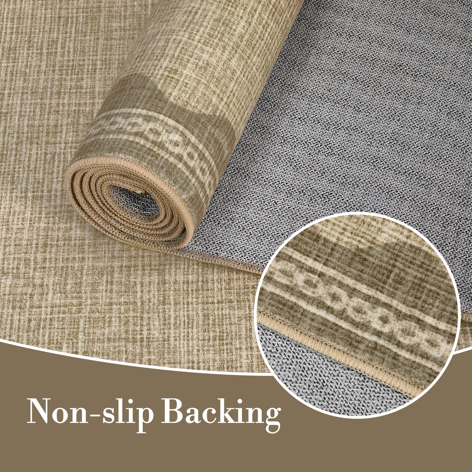 Tzou Modern Scalloped Border Washable Rugs 4' x 6', Non-Slip Low Pile Area Rug for Living Room, Machine Washable Stain Resistant Carpet