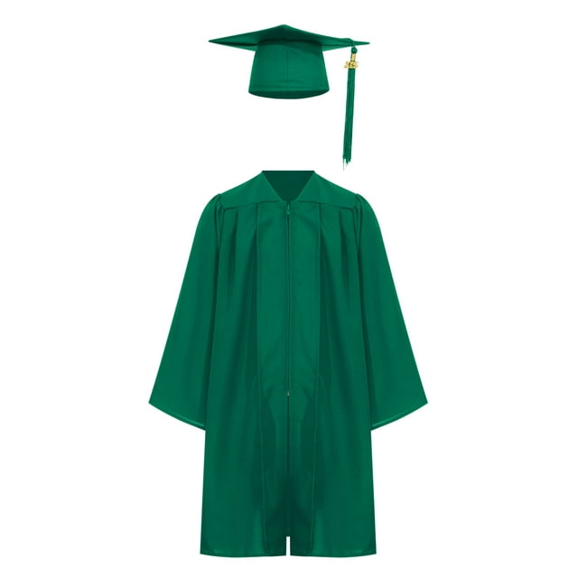 renvena Robe de Collation des Grades pour Enfants avec Pompon Uniforme Scolaire Vert Foncé 21