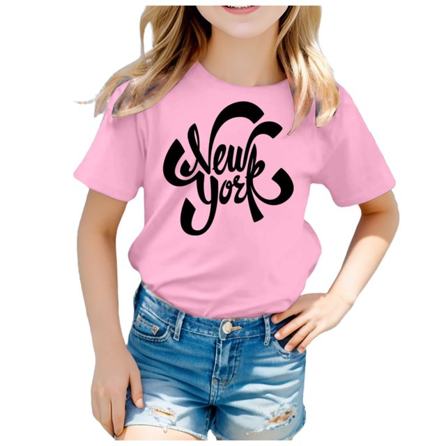 TZEWGL Hauts pour Tout-Petits Imprimé Graphique Manches Courtes Col Rond Vêtements pour Enfants Taille 4-5T
