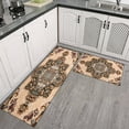 thumbnail image 3 of Farmhouse Brown Boho Rugs and Mats Non Skid Washable Absorbent Microfiber Soft Kitchen Mat for Floor Set Of 2 Decor Stain Resistant 17"x47"+17"x30", 3 of 7