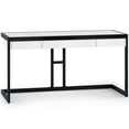 thumbnail image 1 of Allora 60" Solid Wood Modern Computer Desk in Distressed White, 1 of 8