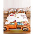 thumbnail image 2 of Twin Sze Fitted Sheet Set - Happy Fall 2 Piece Bedding Sets 16" Deep Pocket Fitted Sheet with 1 Pillowcase, Orange Truck Maple Leaves Branch Thanksgiving Brushed Microfiber Hotel Luxury Bed Sheets, 2 of 9