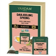VAHDAM, Exotic Darjeeling First Flush Tea Leaves (100 Tea Bags) | Full Leaf Pyramid Tea Bags | 100% Pure Unblended First Flush Darjeeling Tea Packed in India | Fresh & Delicious