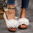 thumbnail image 3 of Womens Floral Summer Platform Beach Sandals Wedge Open Toe Slides Open Toe Wide Width Non Slip Dressy Slippers White Size 7.5, 3 of 6