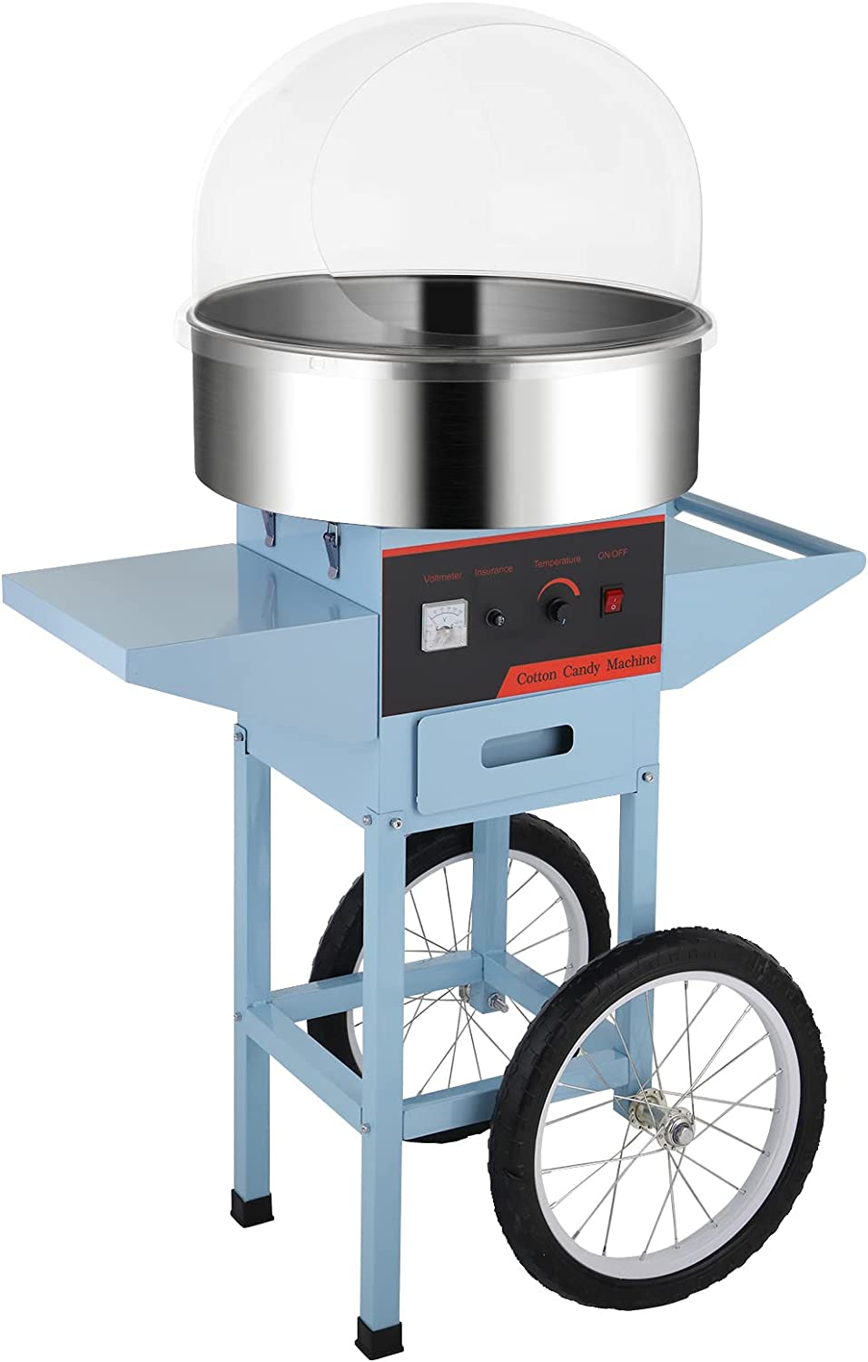 ROVSUN Cotton Candy Machine with Cart Stainless Steel, 21 Inch Electric