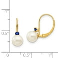 thumbnail image 3 of Primal Gold 14 Karat Yellow Gold 6-6.5mm White Round Freshwater Cultured Pearl Sapphire Leverback Earrings, 3 of 3