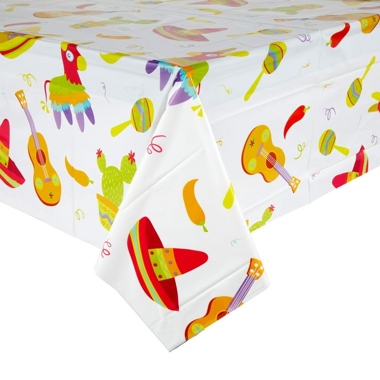 3 Pack Fiesta Table Cover, Cinco de Mayo, Mexican Party Supplies (54 x 108  In) 