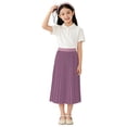 thumbnail image 4 of WRKEKC Girls Pleated Skirt Elastic Waist Solid Color Soft Breathable Comfortable Cotton Fabric Lightweight Casual Daily Wear 3-13 Years, 4 of 6