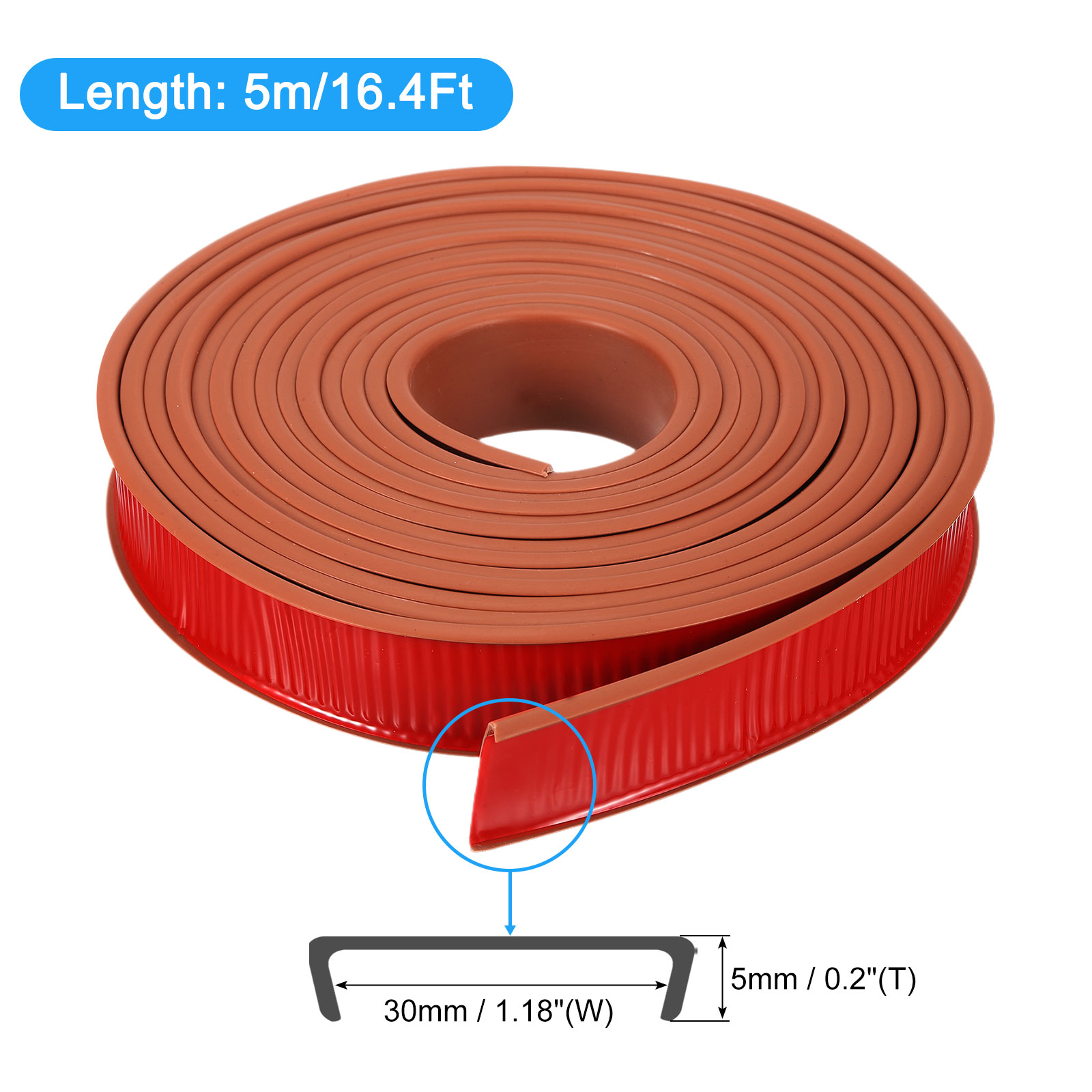 U-Shape Edge Banding, 16.4ft Self-Adhesive U Channel Edge Protector TPE Flexible Furniture Edge Protector Veneer Edging Trim for Cabinet Table Shelves (30mm, Brown)