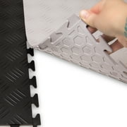 FlooringInc Nitro Flex Protective Garage Flooring Tiles, 20.5x20.5, 8 Tiles, 23.36 Sqft, Diamond Pattern, Light Gray