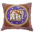 thumbnail image 3 of Elegant Thai Elephant Velvet and Pearls Set of 2 Square Pillow Covers - Purple, 3 of 6