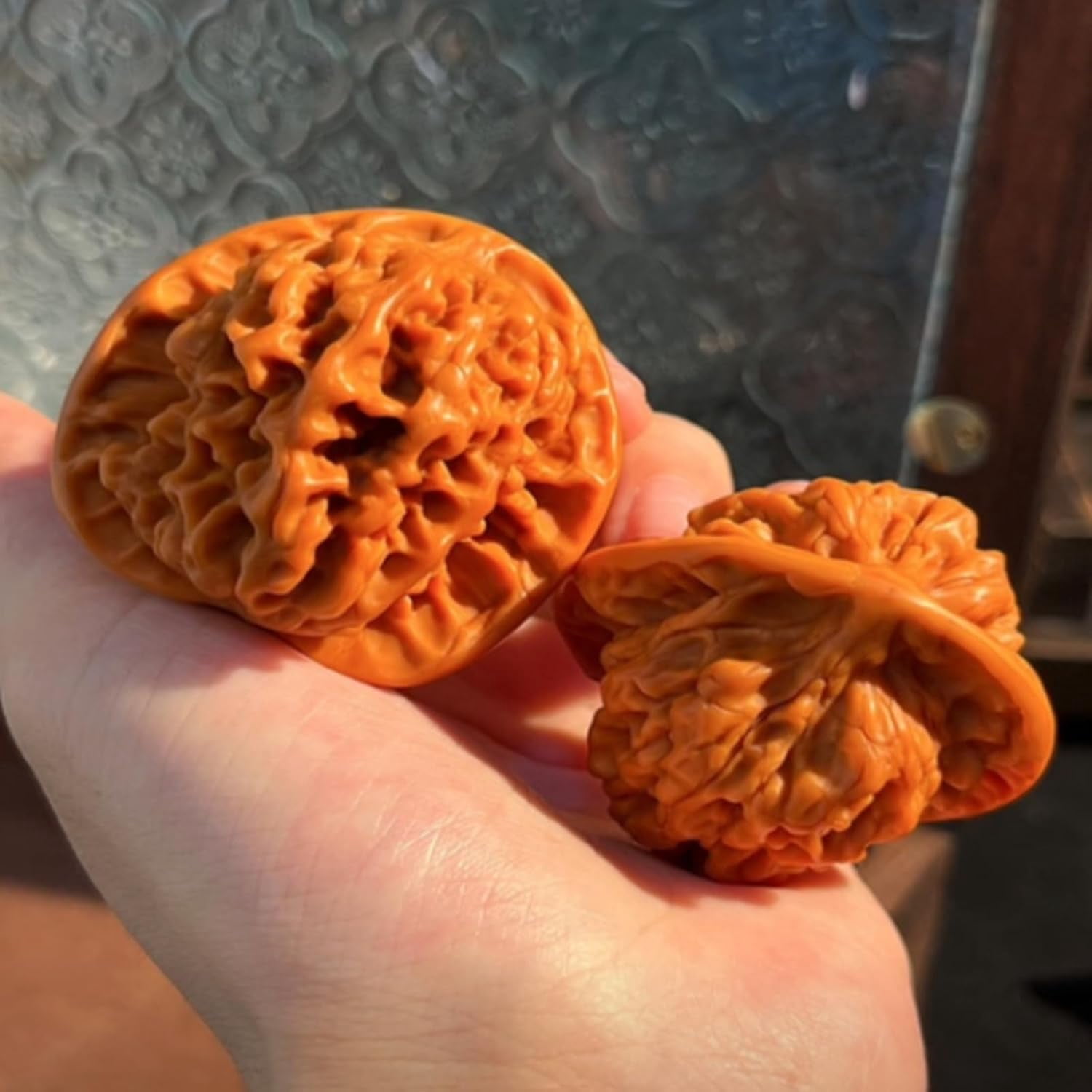 1 Pair Jade Walnuts, Wenwan Walnuts, Chinese Walnuts Fidget for Hand Exercise, 2026 New Natural Massage Balls for Stress Relief, Focus & Meditation, Form Raw Shell to Jade Like Gem (A2, 38-39mm)