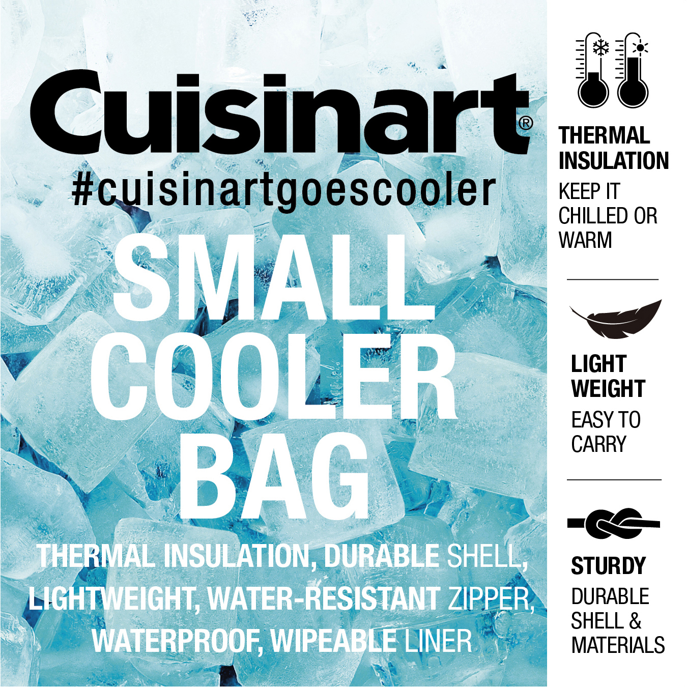 Cuisinart Square Lunch Tote Cooler, Yellow, Holds up to 8-12oz cans