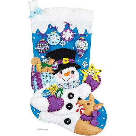 Janlynn Felt Applique Kit, Frosty's Favorite Ornament Stocking