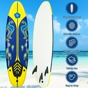 Yardi Yard 6 Feet Surfboard with 3 Detachable Fins-Yellow, Surfboard , Stand Up Surfing Board for Beginner, Kids & Adults