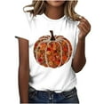 thumbnail image 2 of qolati Halloween Sequin Pumpkin Women Tops Retro Fall Print Crew Neck T-Shirt Thanksgiving Day Going Out Sweatshirts for Women, 2 of 5