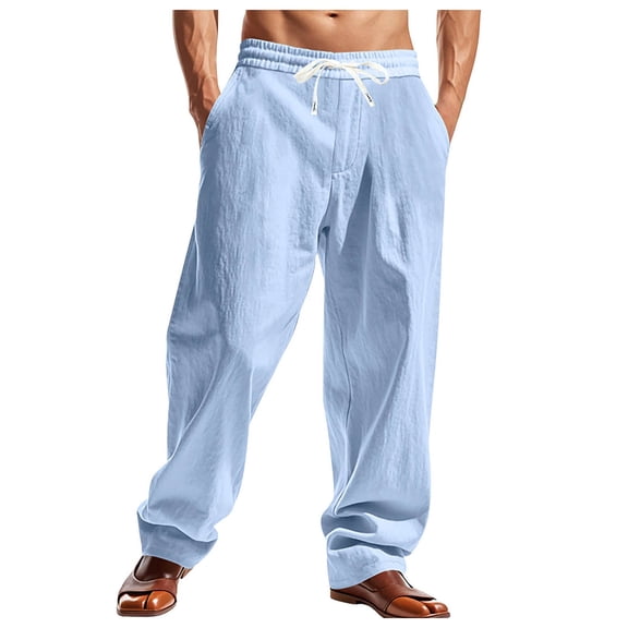 Akiihool Pants for Men Casual Men's Straight Fit Workday Smart Pants for Winter Light Blue,XXL
