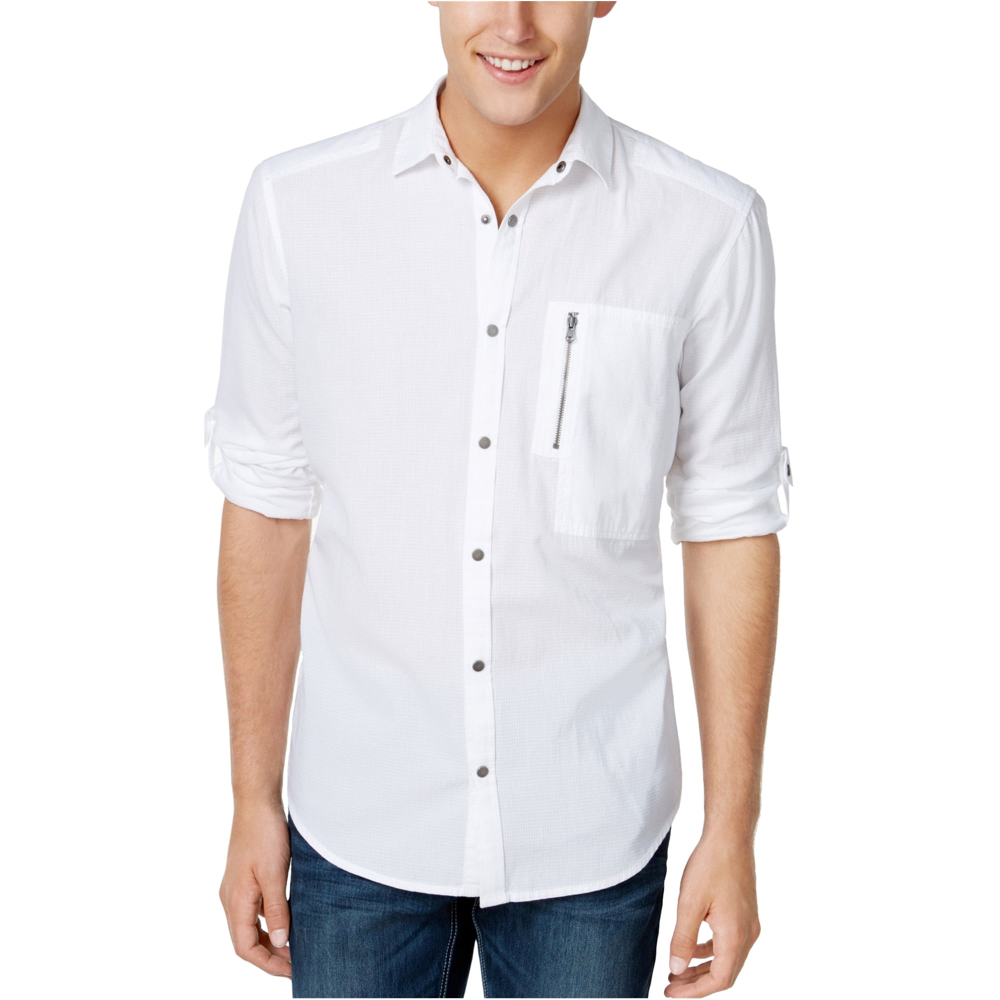 INC inc mens textured ripstop button up shirt