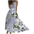 thumbnail image 2 of Viikei Summer Dresses for Women Casual V Neck Sleeveless,Women's Summer Print Casual Loose Sleevless V-Neck Dress Purple S, 2 of 5