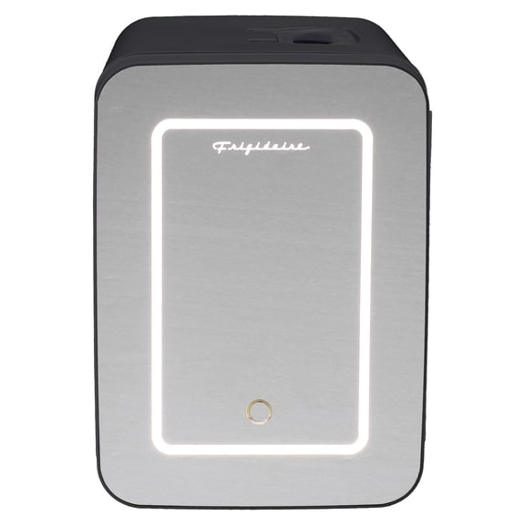 Frigidaire 6.5L 9-Can Mini Fridge with Lighted Mirror, Personal Cooler in Black