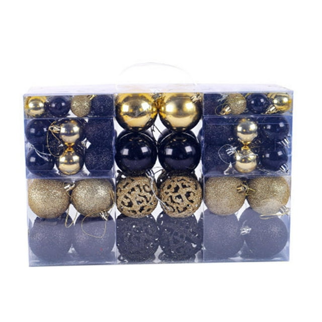 100 x Bolas de Navidad Adornos Bolas de Navidad con Cuerda Decoración de de Navidad irrompible para Guirnalda Decoración de Guirnaldas Vacacione Negro y oro
