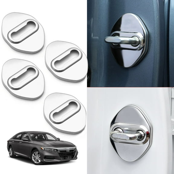 Xotic Tech Steel Silver Door Lock Lockstitch Decor Cover Trim 4x Compatible with Honda Toyota Subaru Mazda Hyundai Kia