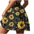 thumbnail image 4 of Ousvtion on Sale Women's Summer Boho Mini Skirt Flowy Sunflower Print Skorts High Waist Drawstring Tiered Skirts Beach Vacation Dress for Ladies Clearance,A01-Black,XXL, 4 of 6