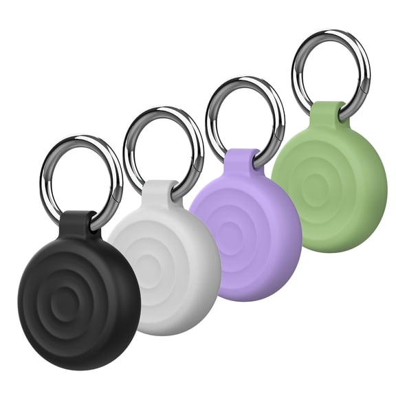 SENHAWK 4 Pack AirTag Holder with Keychain, Soft Silicone Protective Case Compatible with AirTag for Keys, Bags, Luggage, Pet Collars and Backpacks