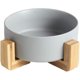 thumbnail image 1 of Cuenco redondo de cerámica para perros y gatos, plato elevado de agua de comida de cerámica duradero para mascotas, con soporte de madera oso de fresa  Hogar, 1 of 3