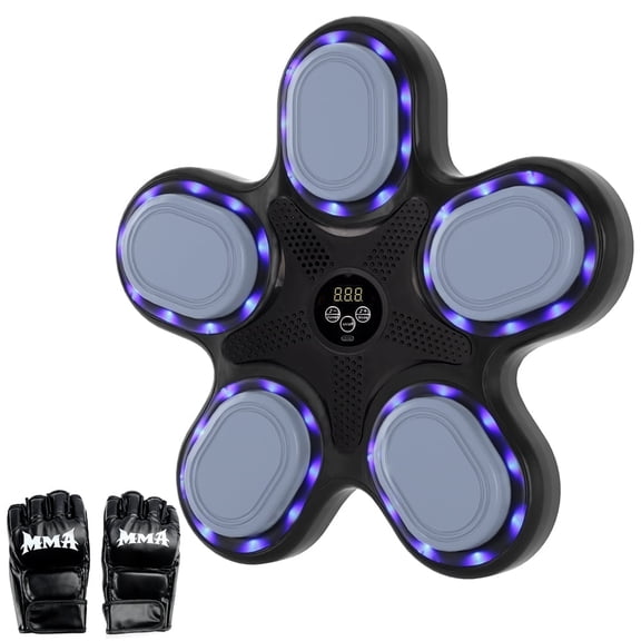 TOPTENG Music Boxing Machine with Boxing Gloves, Wall Mounted Smart Bluetooth Music Boxing Trainer, Electronic Boxing Target Workout Punching Equipment for Home, Indoor and Gym, black