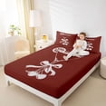 thumbnail image 4 of Homewish Fashion Bowknot Cup Full Size Sheets, Kawaii Cherry Bed Sheets, Maroon Cartoon Theme Sheet Sets, Lightweight Room Decor, 4 Pieces, 4 of 7