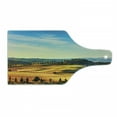 thumbnail image 1 of Italian Cutting Board, Scenery of Italian Rural with Trees Meadows and Sky Mediterranean Farm Landscape, Tempered Glass Cutting and Serving Board, Wine Bottle Shape, Blue Yellow, by Ambesonne, 1 of 1
