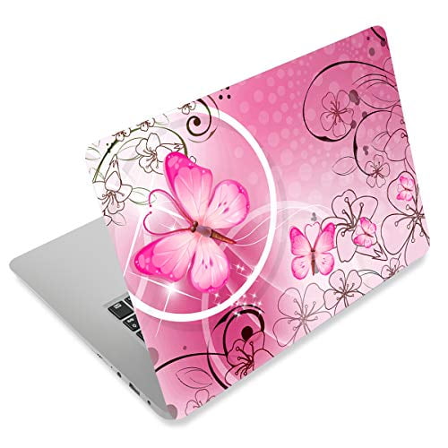 Laptop Skin Sticker Decal,12 13 13.3 14 15 15.4 15.6 Laptop Skin  Sticker Protector Cover for Toshiba Hp Samsung Dell Apple Acer Leonovo Sony  Asus Laptop Notebook (Pink Butterflies & Flowers) 