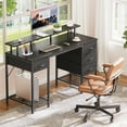 thumbnail image 2 of 55.1" LED Gaming Desk with Drawers, Computer Desk with Outlets, Office Desk with 4 Drawers, Corner Desk, Writing Desk in Black, 2 of 7