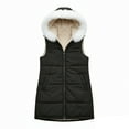 thumbnail image 2 of FDGIU Women's Long Puffer Vest - Sleeveless Hooded Quilted Zip Up, Lightweight Warm Winter Trendy Jacket, 2 of 4